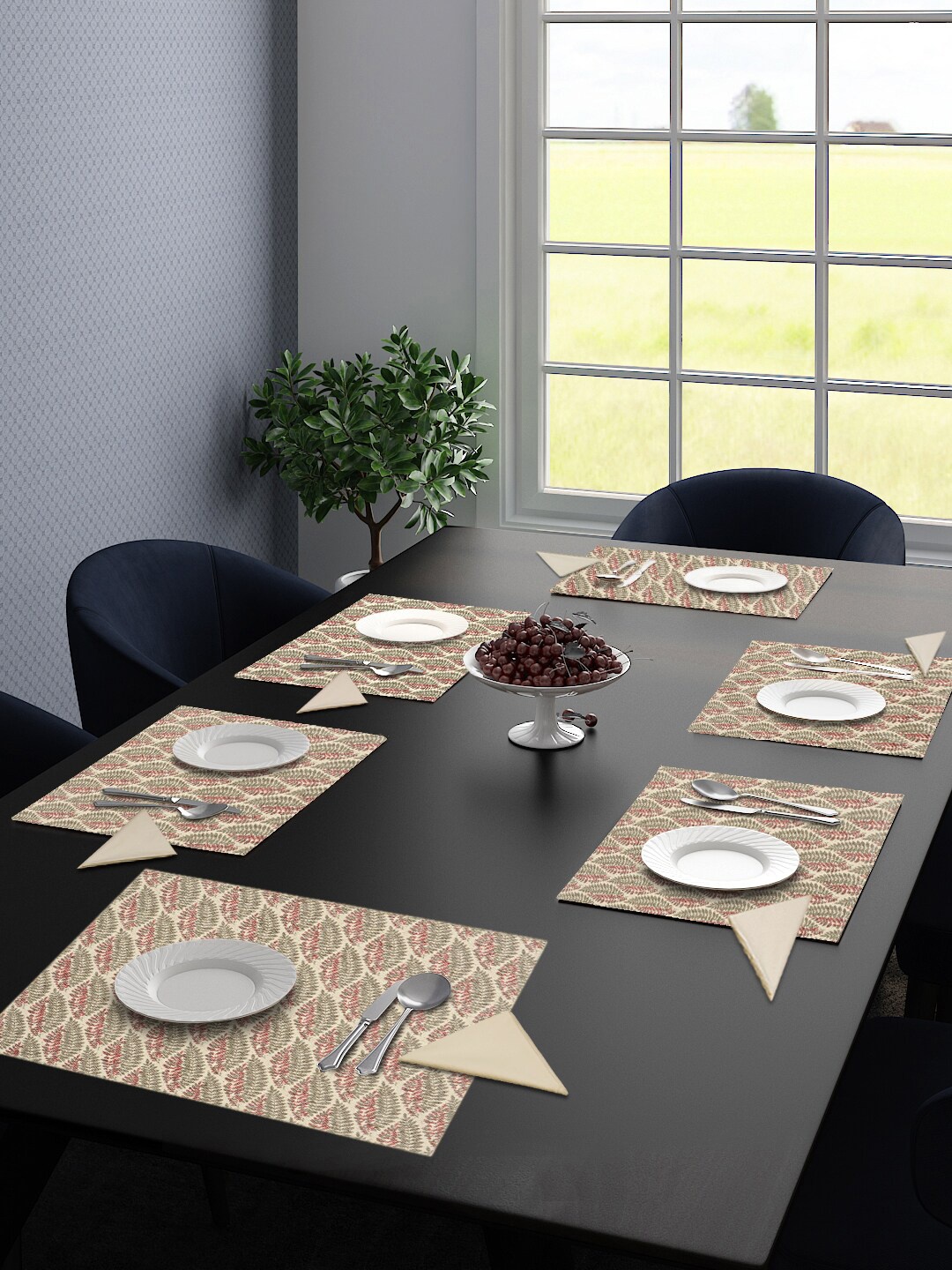 Saral Home Set of 6 Brown & Grey Printed Table Placemats