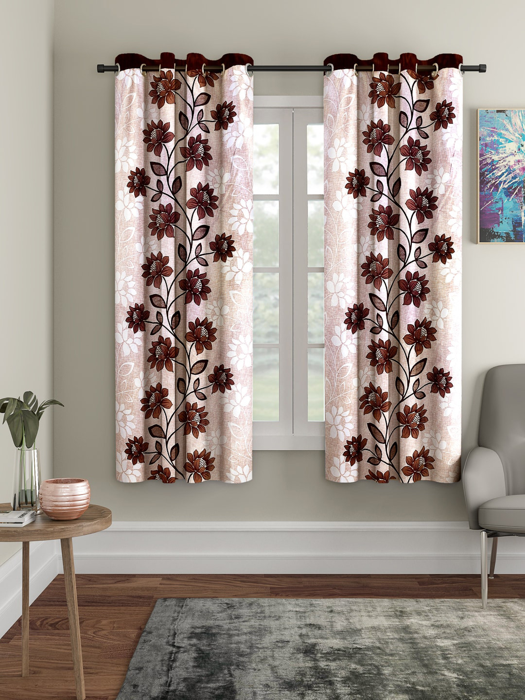 

Cortina Brown & White Set of 2 Curtains