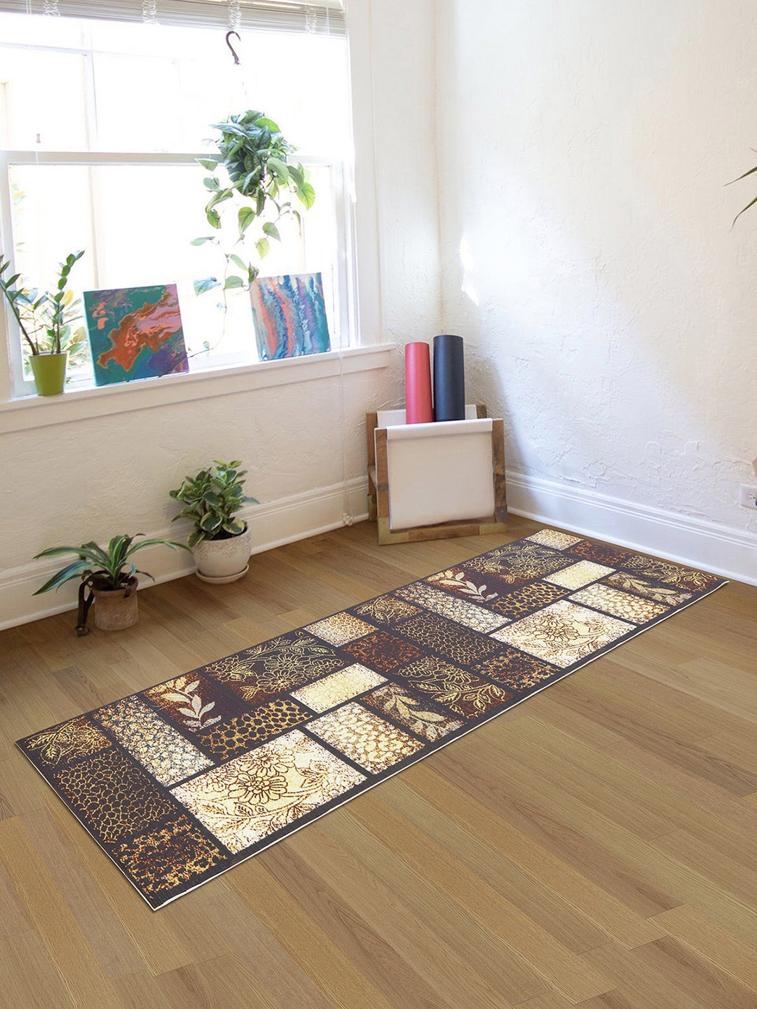 

Obsessions Unisex Brown & Cream-Colour Printed Anti-Skid Yoga Mat