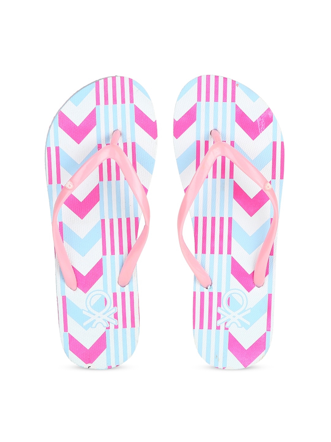 

United Colors of Benetton Women Pink & Blue Printed Thong Flip-Flops