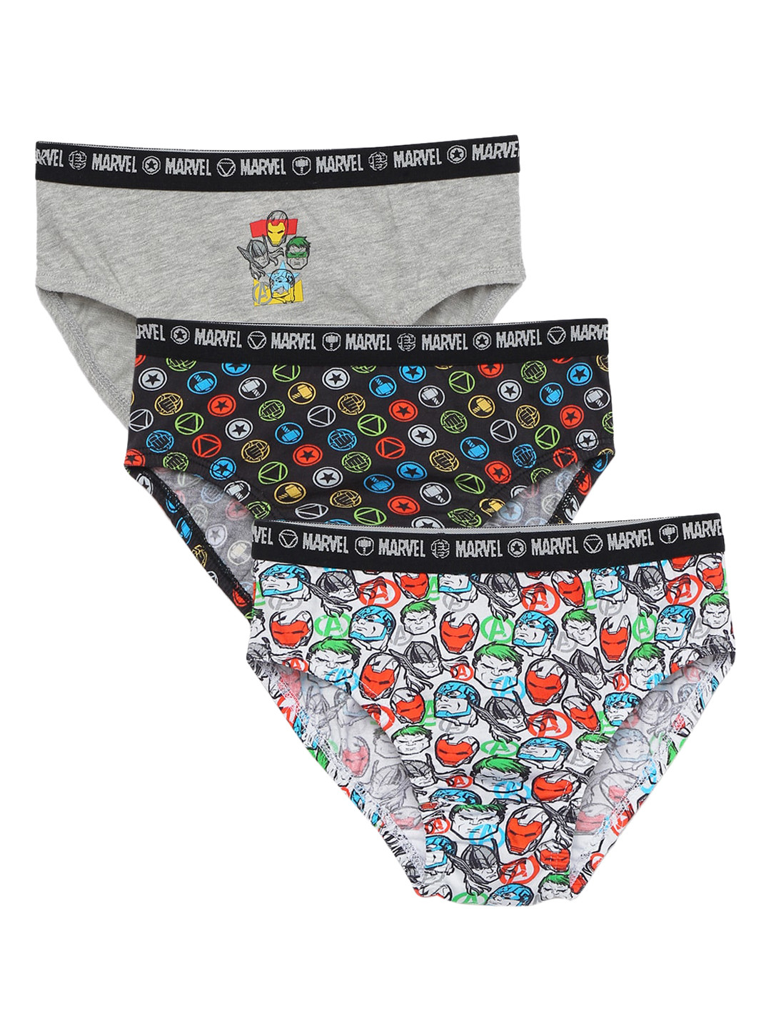 

Charm n Cherish Boys Pack Of 3 Marvel Avengers Super Hero Printed Basic Briefs BDBRI2, Grey