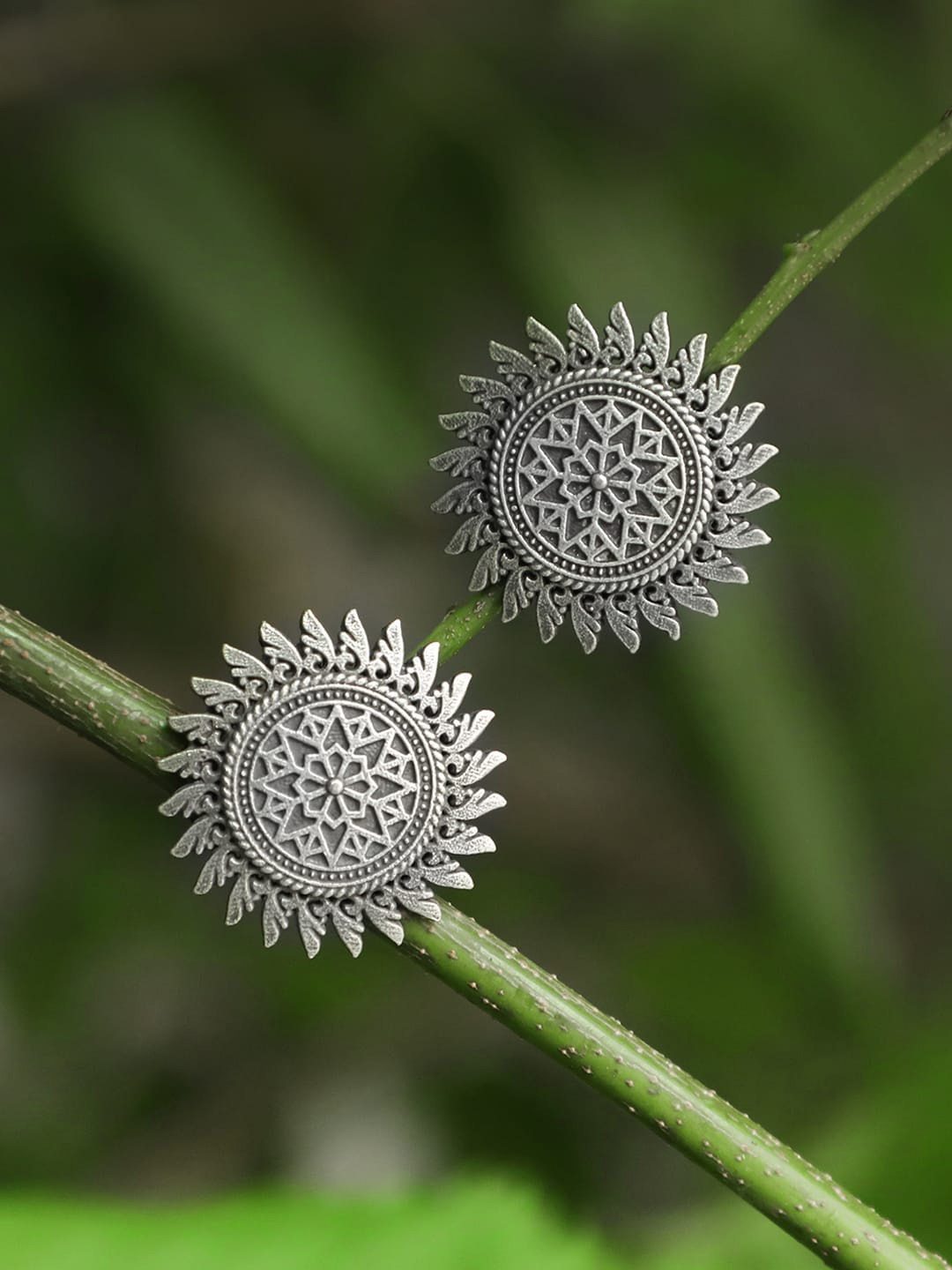 Adwitiya Collection Silver-Plated Handcrafted Circular Studs