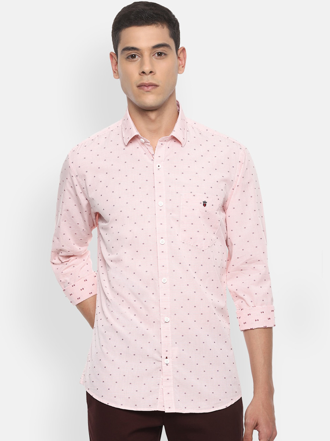 

Louis Philippe Sport Men Pink Slim Fit Self Design Semiformal Shirt