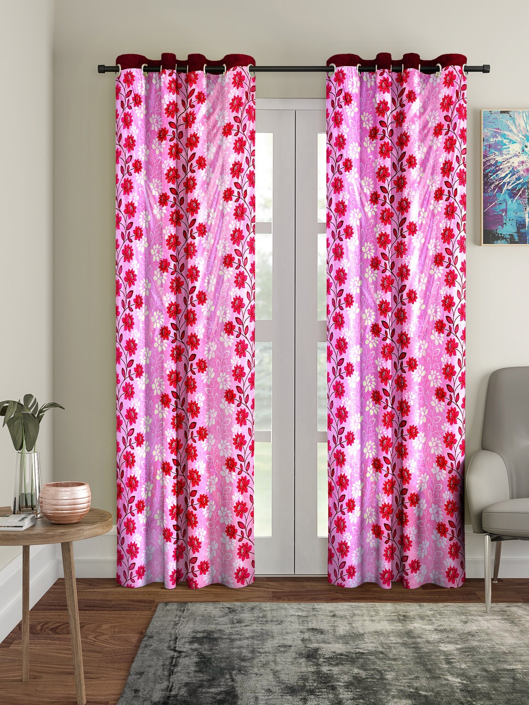 

Cortina Pink Set of 2 Floor Door Curtains