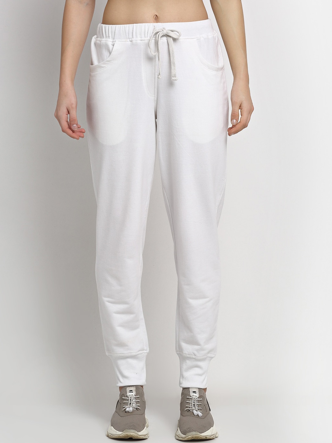 

Rute Women White Solid Straight-Fit Cotton Joggers