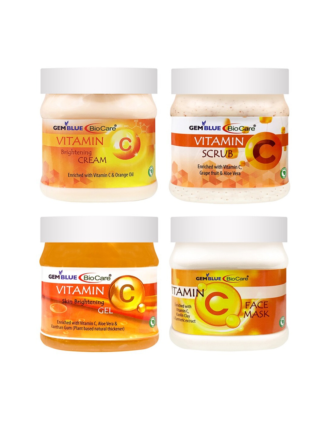 Gemblue Biocare Set Of 4 Vitamin C Scrub Cream Gel & Mask 500ml, Orange