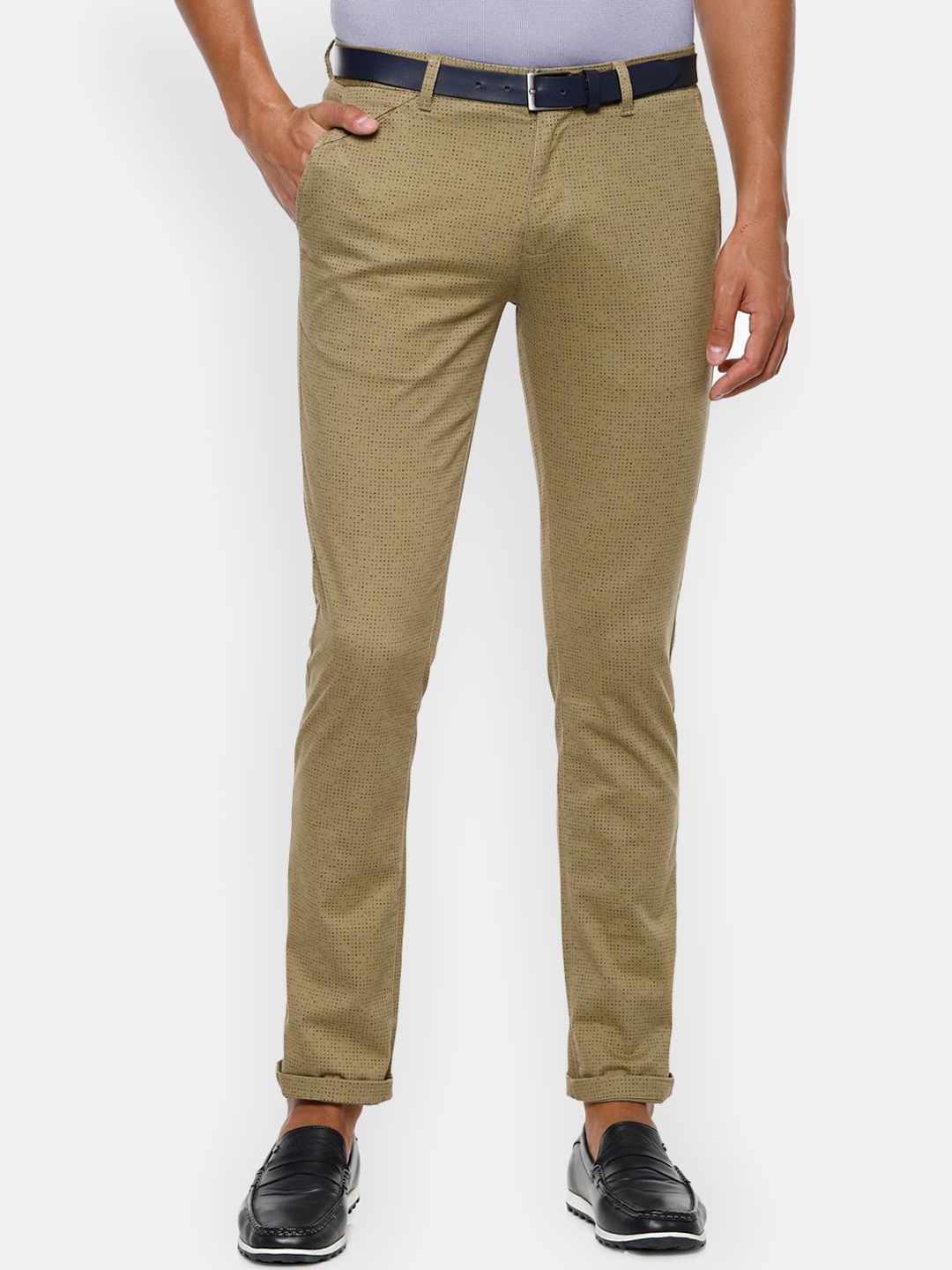 

V Dot Men Beige Slim Fit Solid Regular Trousers