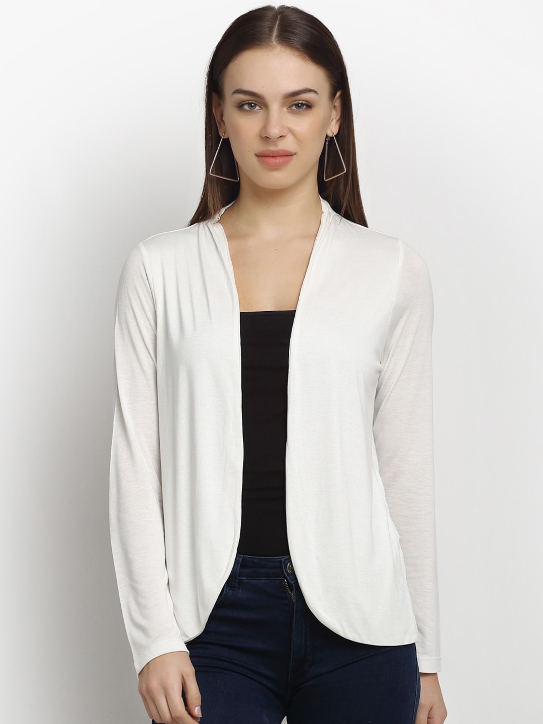 

Rute Women Off-White Solid Open Front Shrug