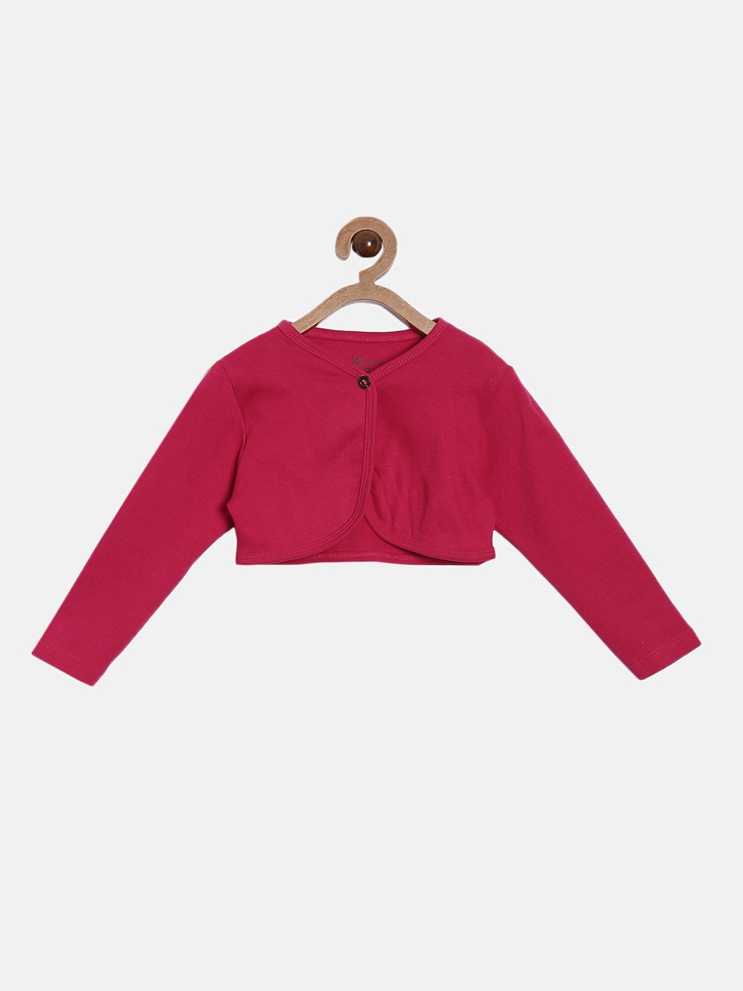 

Kryptic Girls Pink Solid Cotton Button Shrug