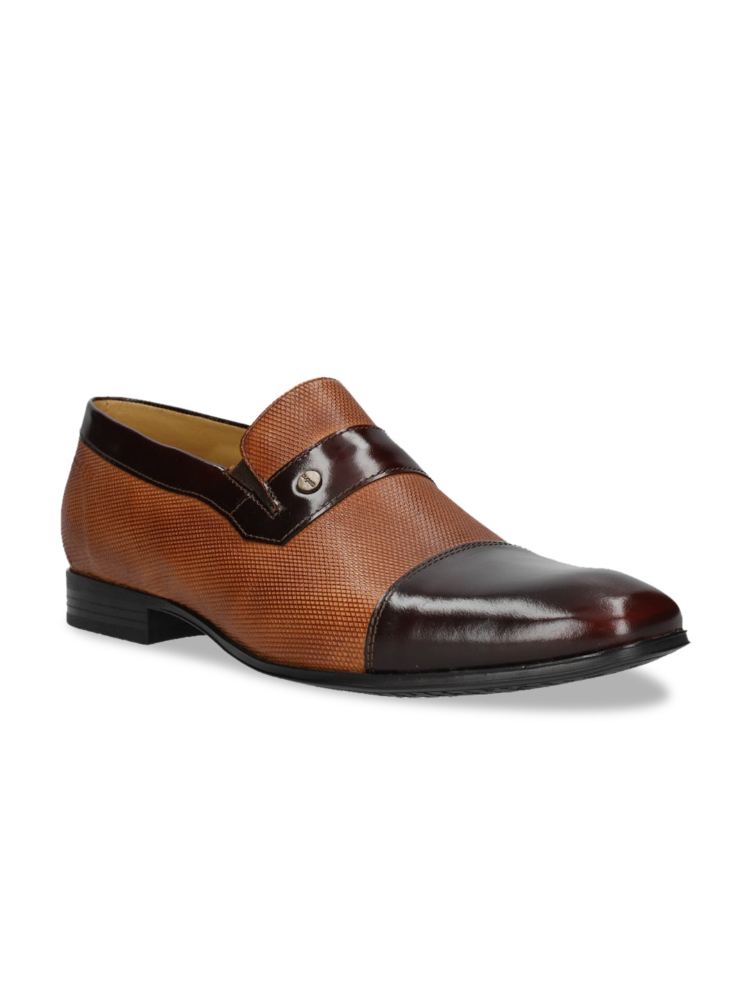 

Bugatti Men Brown & Red Colourblocked Formal Slip-On Shoes
