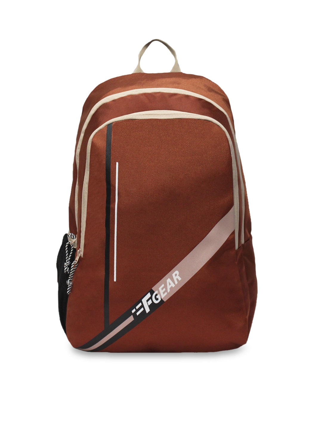 

F Gear Unisex Rust Brown & Peach-coloured Brand Logo Contrast Detail Backpack