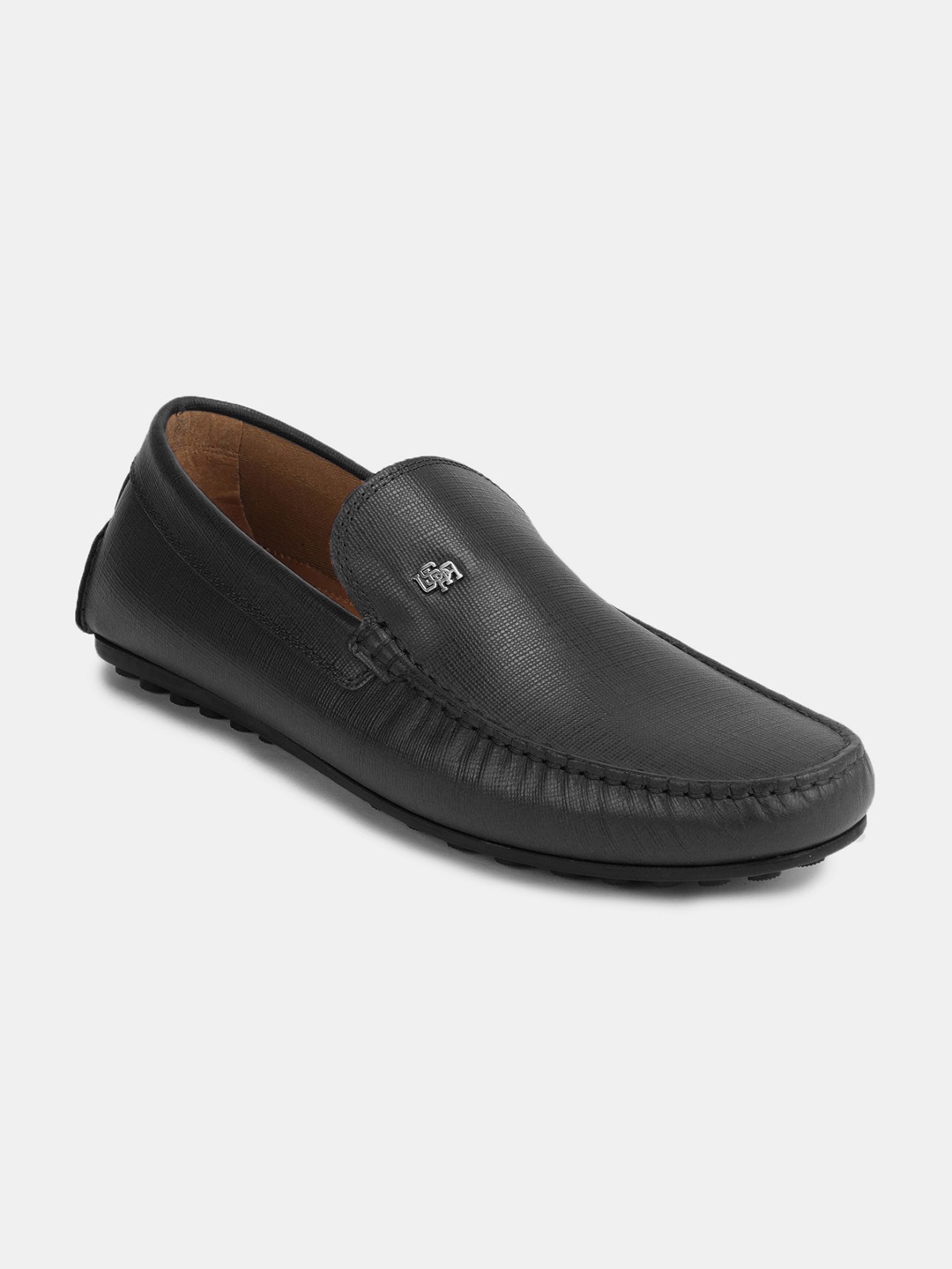 

U.s. Polo Assn. Men Black Solid Leather Driving Shoes
