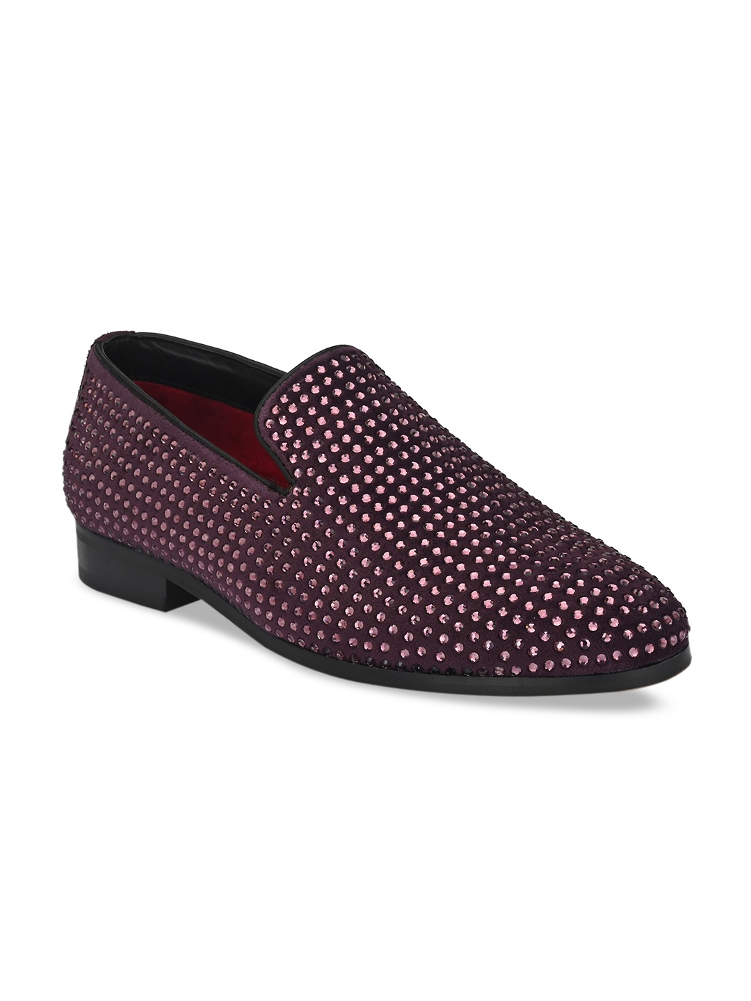 

San Frissco Men Textured Leather Loafers, Maroon