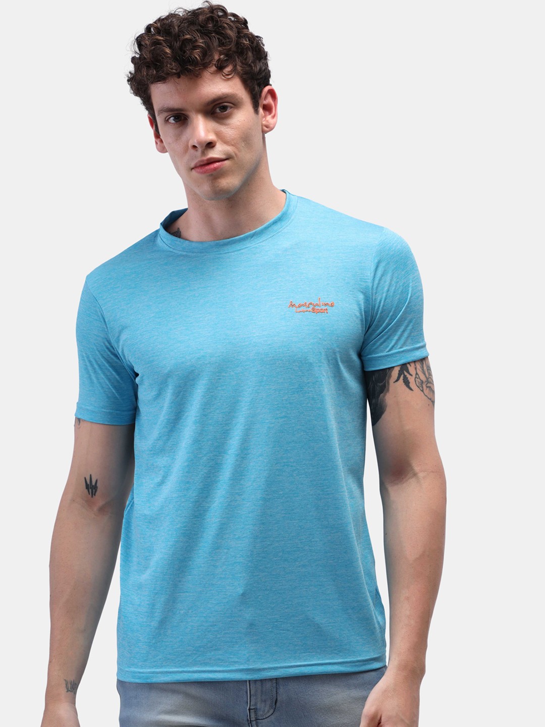 

Masculino Latino Men Turquoise Blue Rapid-Dry Sports T-shirt