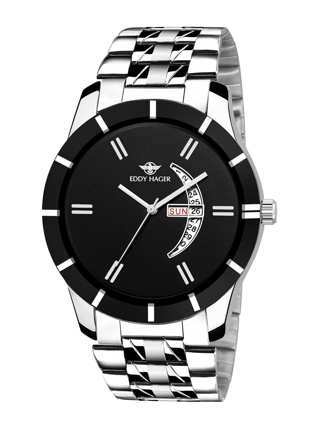 

EDDY HAGER Men Black & Silver-Toned Analogue Watch Eddy hager 250 Black
