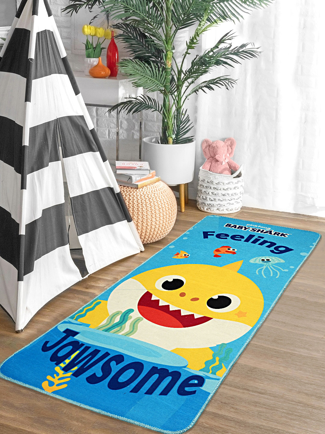 

Saral Home Kids Blue & Yellow Baby Shark Printed Anti-Skid Yoga Mat