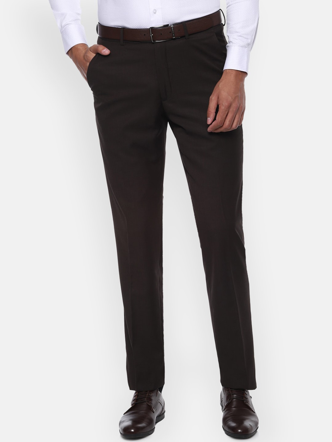 

Van Heusen Men Brown Regular Fit Solid Formal Trousers