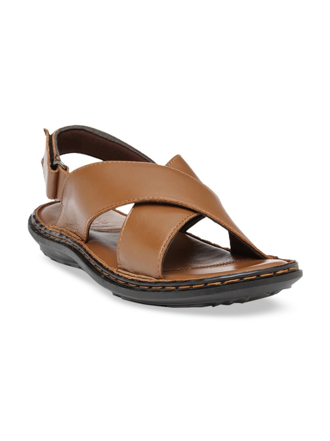 

Teakwood Leathers Men Tan Brown Leather Comfort Sandals