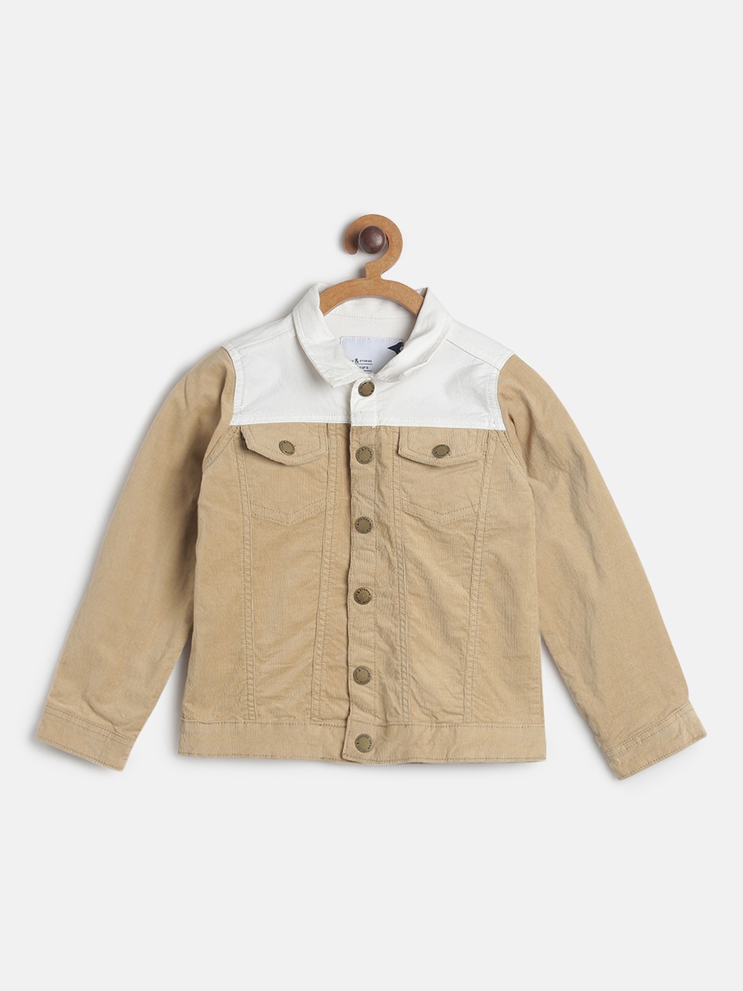 

TALES & STORIES Boys Khaki Colourblocked Tailored Jacket