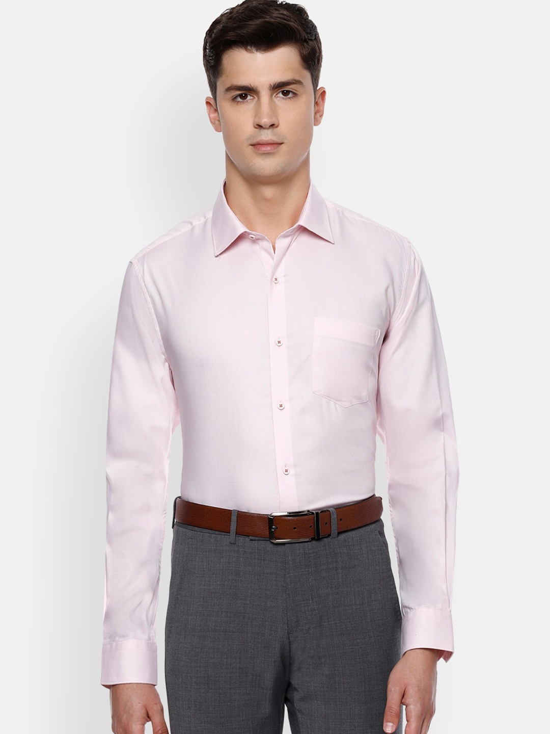 

Van Heusen Men Pink Regular Fit Solid Casual Shirt
