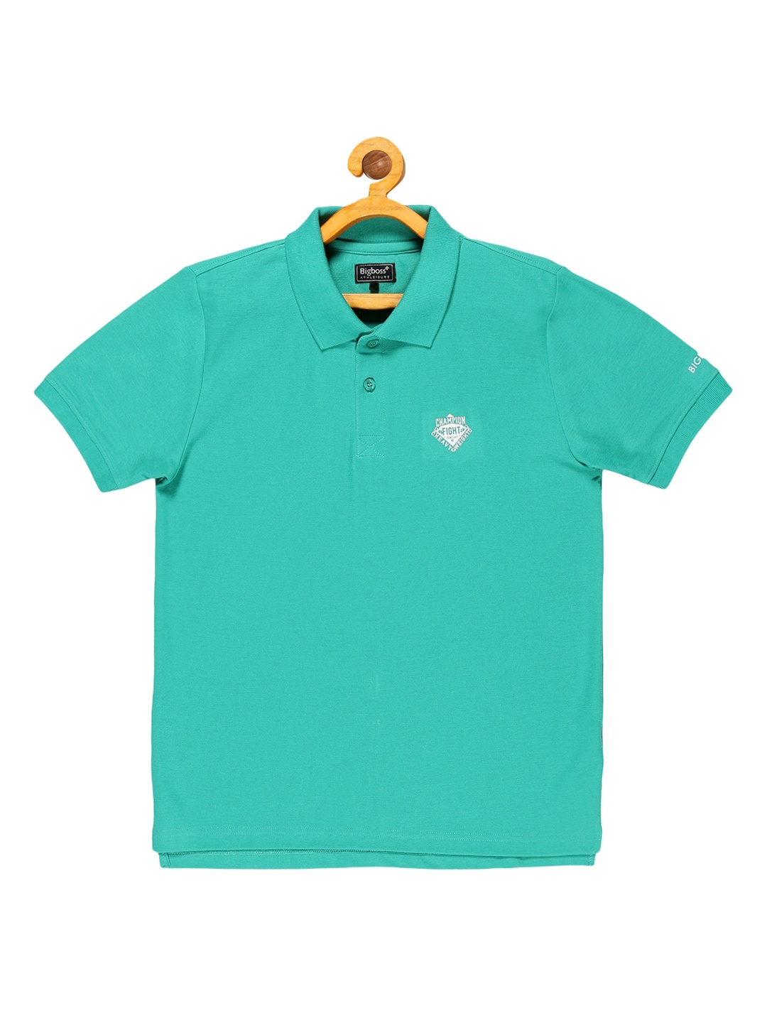 

Dollar Boys Green Solid Polo Collar Cotton T-shirt