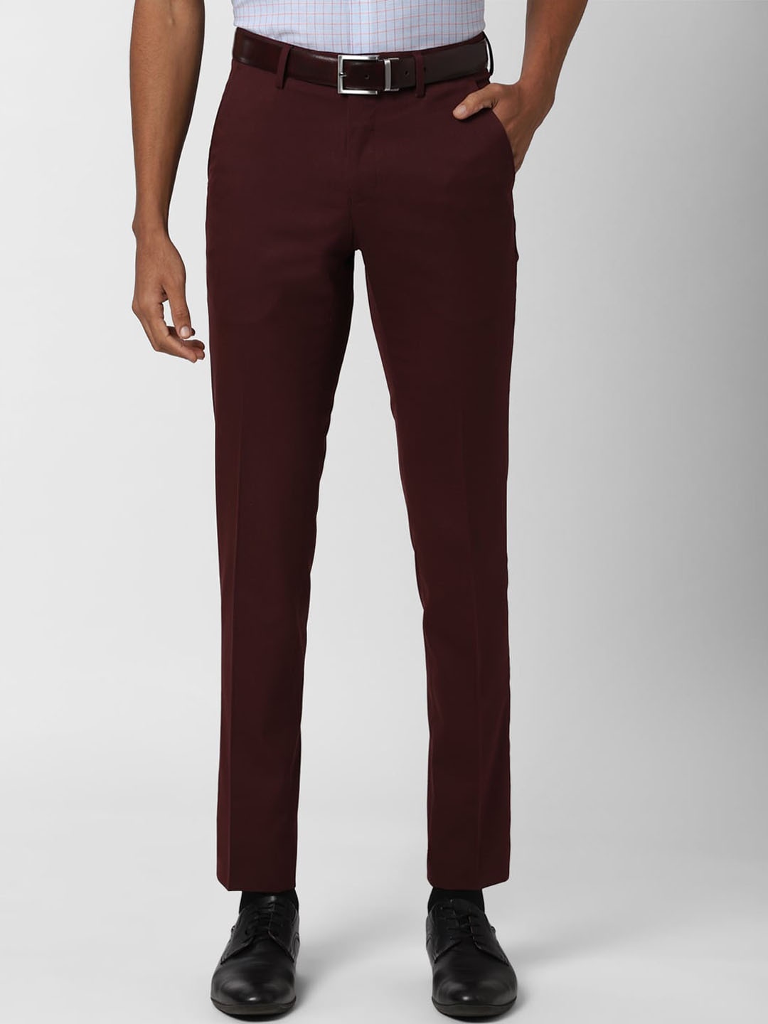 

Peter England Men Maroon Slim Fit Solid Formal Trousers