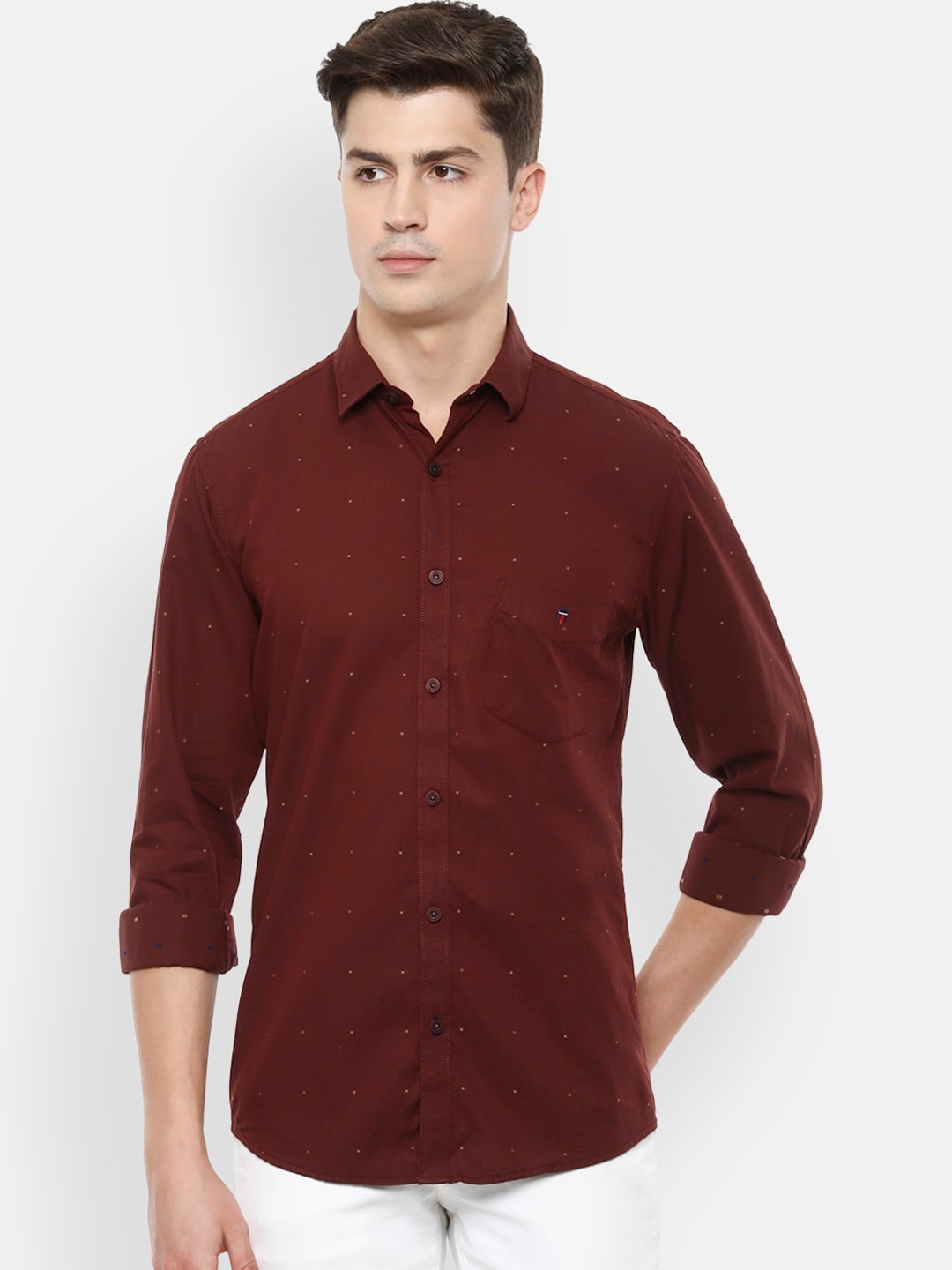 

Louis Philippe Sport Men Maroon Slim Fit Printed Casual Shirt