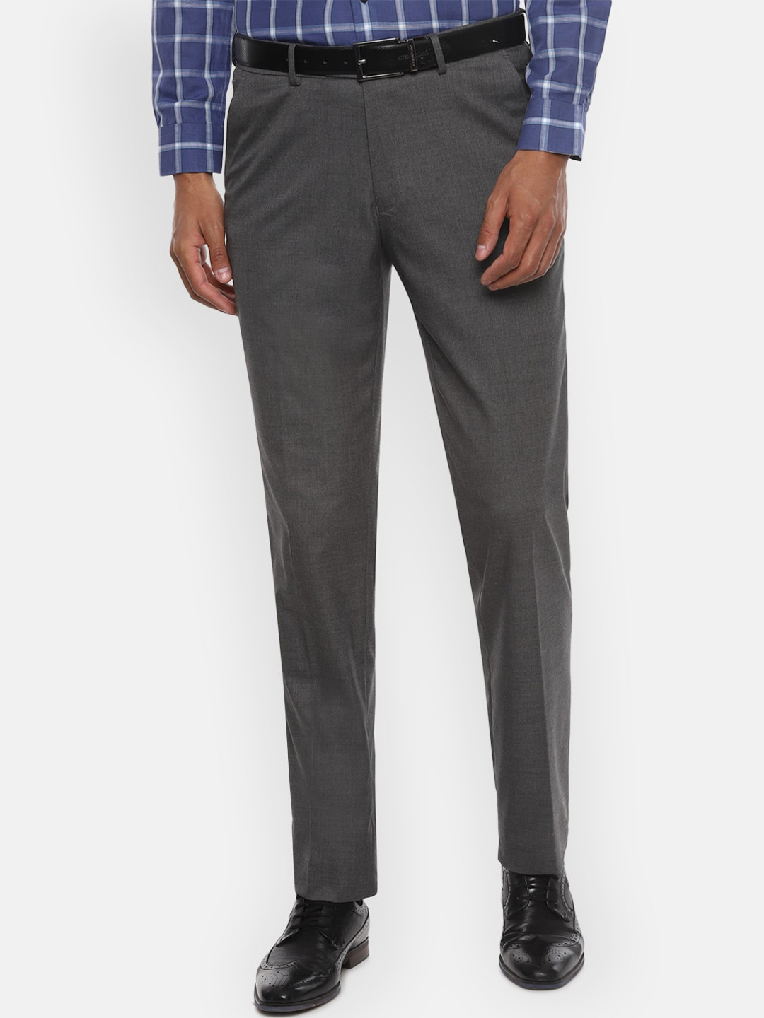 

Van Heusen Men Grey Regular Fit Self Design Formal Trousers
