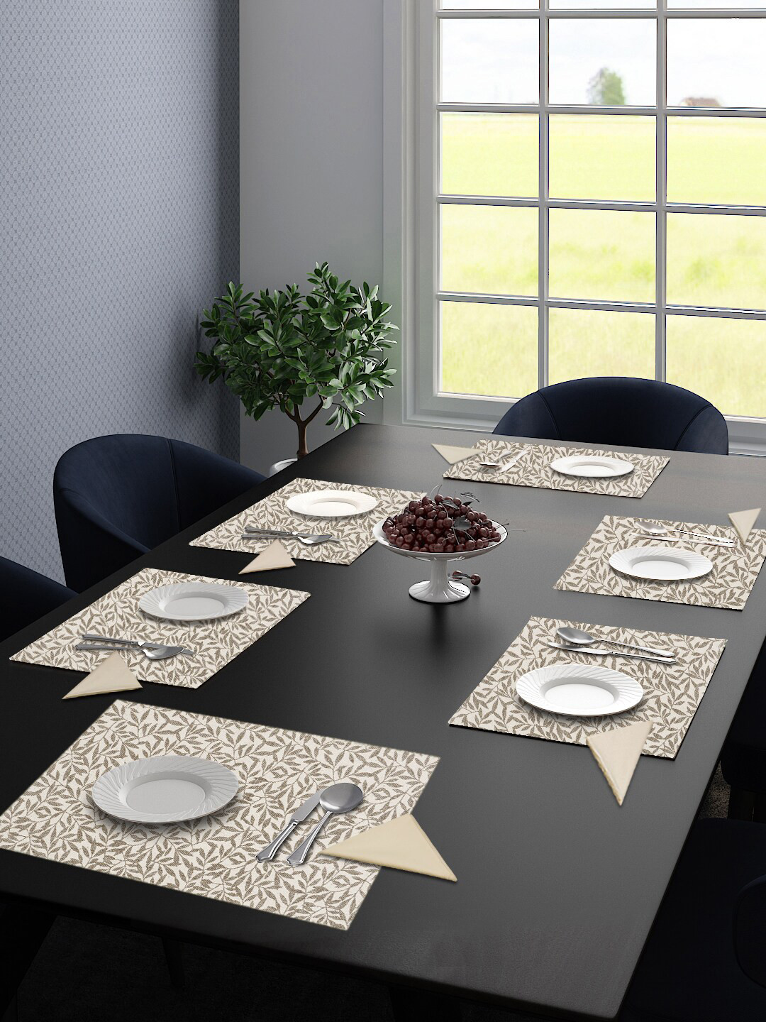 

Saral Home Set of 6 Grey & Beige Printed Rectangular Table Placements