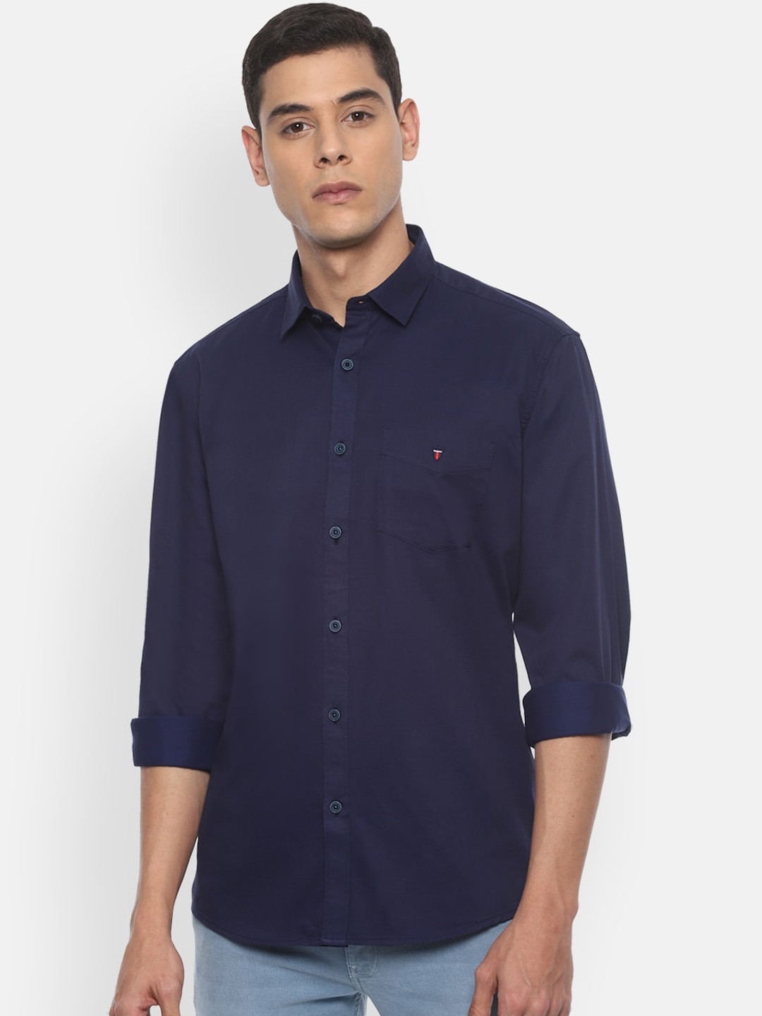 

Louis Philippe Sport Men Navy Blue Slim Fit Solid Casual Shirt