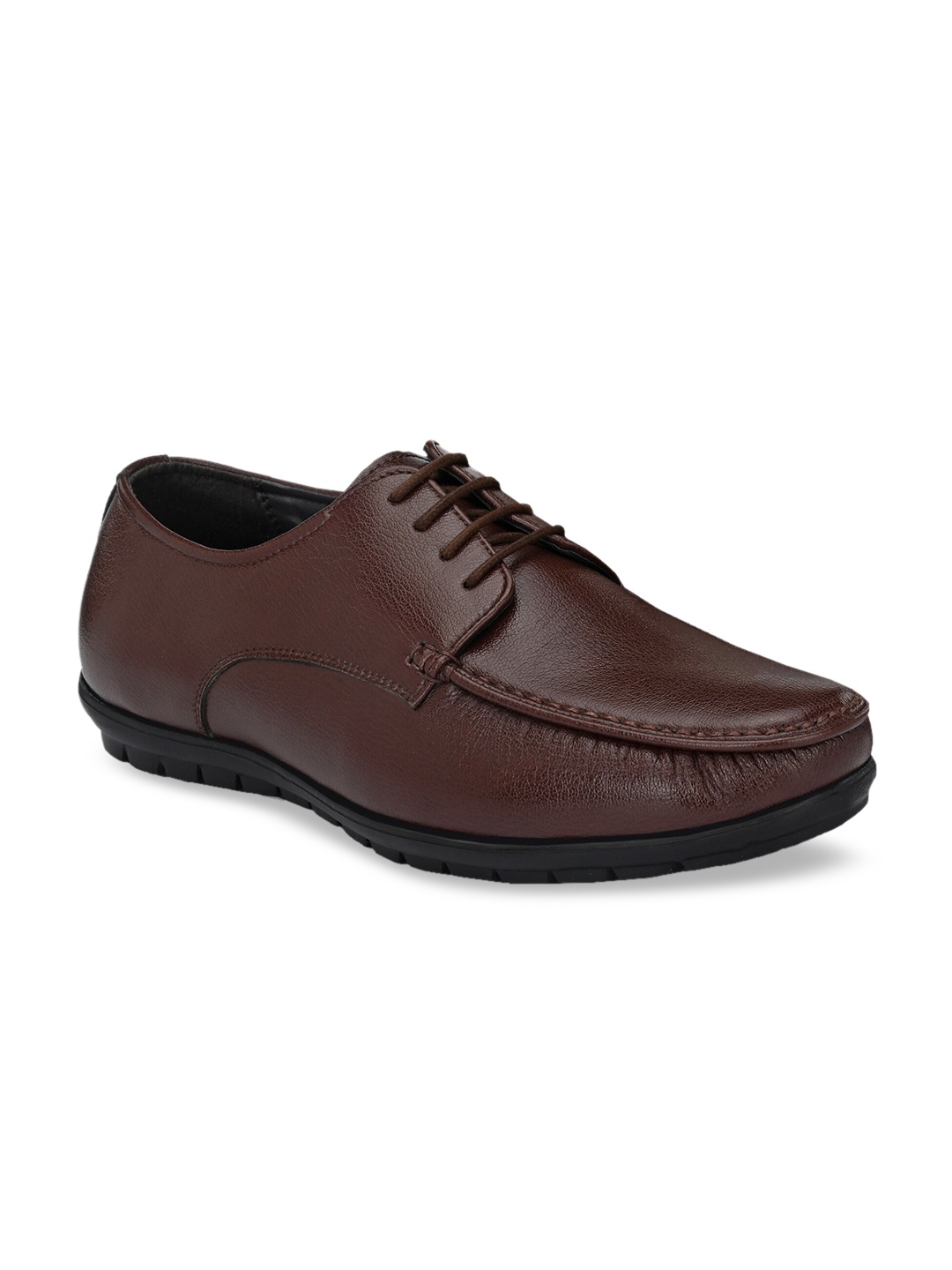 

San Frissco Men Brown Solid Leather Formal Derbys