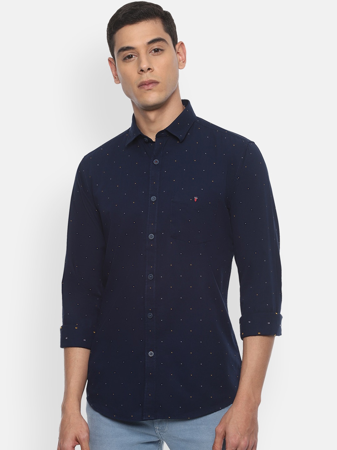 

Louis Philippe Sport Men Navy Blue Slim Fit Self Design Semiformal Shirt