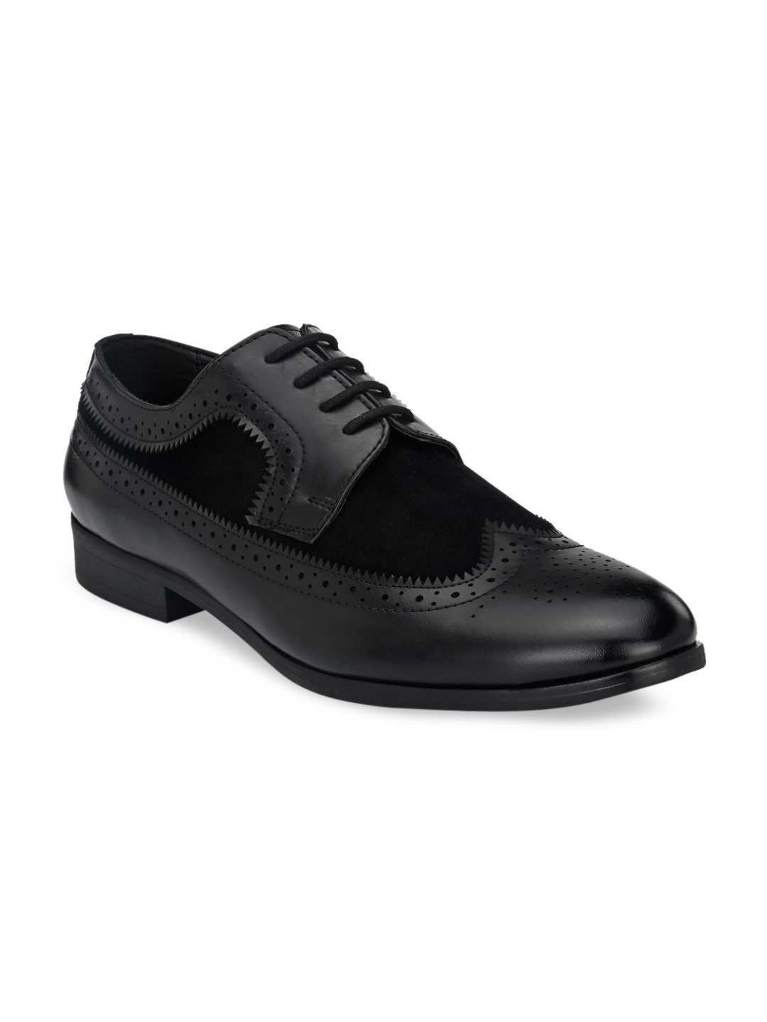 

San Frissco Men Black Solid Leather Formal Brogues