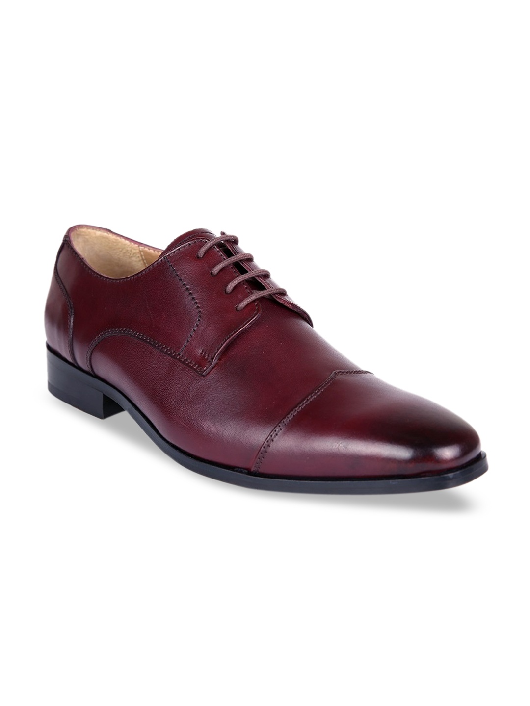 

San Frissco Men Maroon Solid Leather Formal Derbys