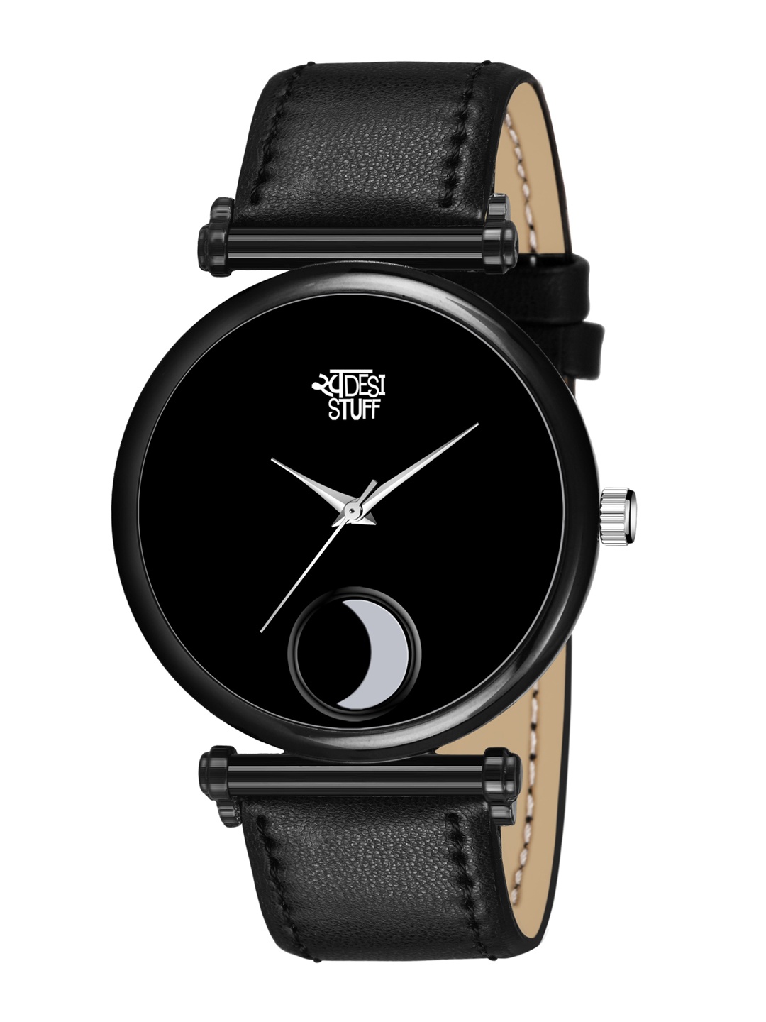 

SWADESI STUFF Unisex Kids Black Leather Analogue Watch SDS 126 BLACK