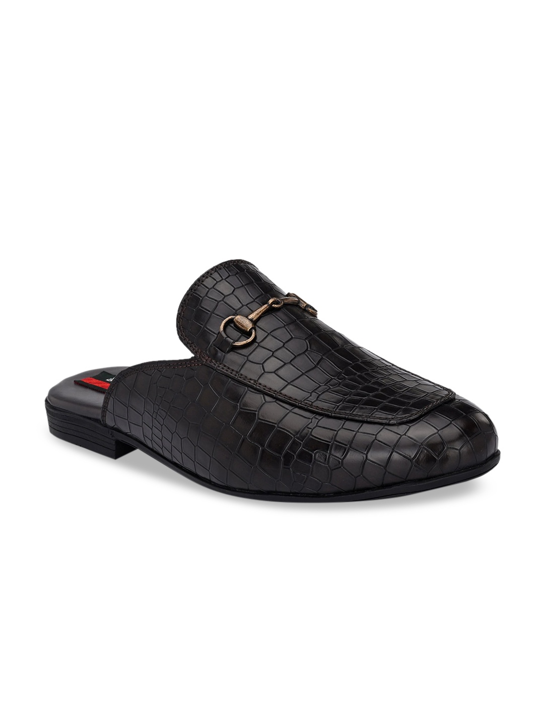 

San Frissco Men Textured Mules, Coffee brown