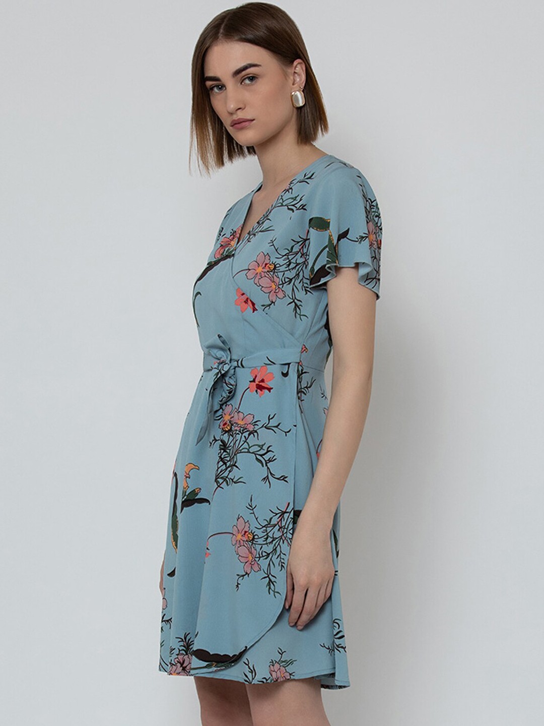 

DODO & MOA Women Blue Printed Fit and Flare Dress