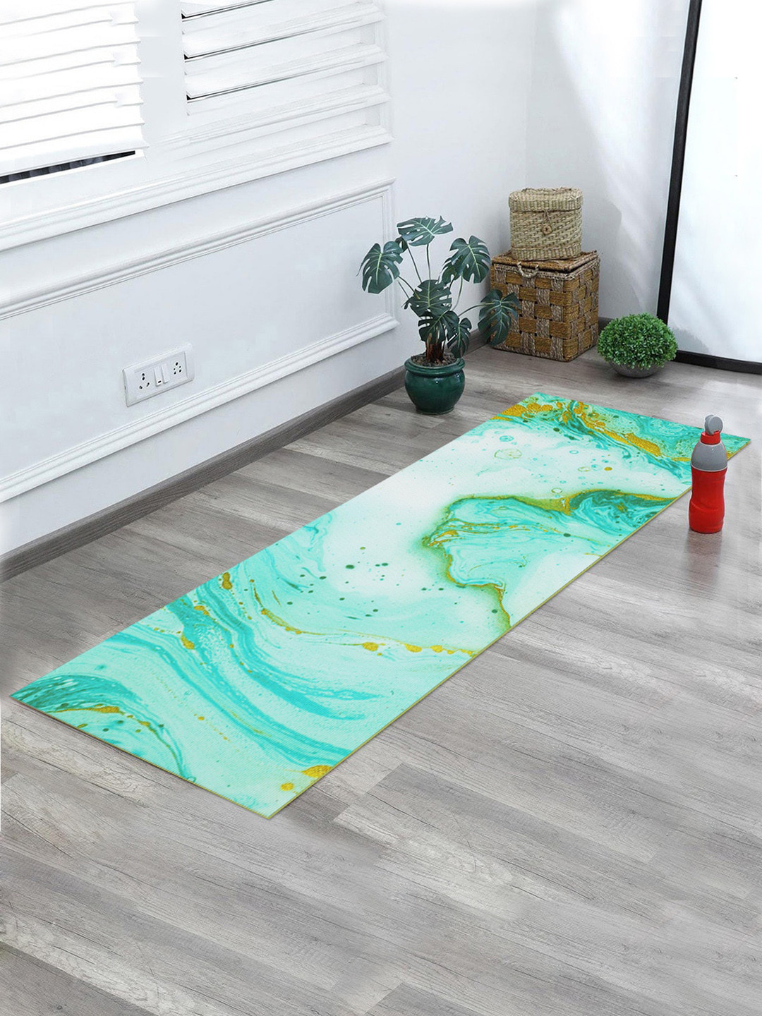 

OBSESSIONS Green & White Abstract Printed Yoga Mat