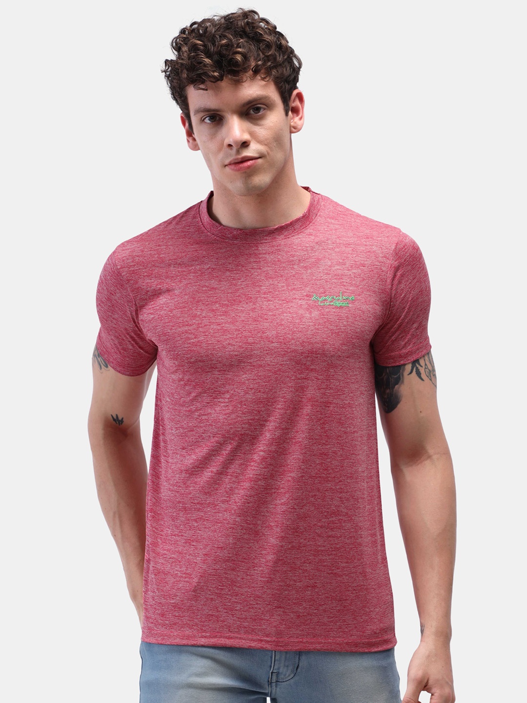 

Masculino Latino Men Maroon Rapid-Dry Sports T-shirt
