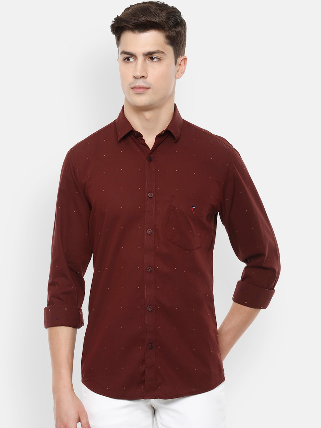 

Louis Philippe Sport Men Maroon Slim Fit Printed Cotton Casual Shirt
