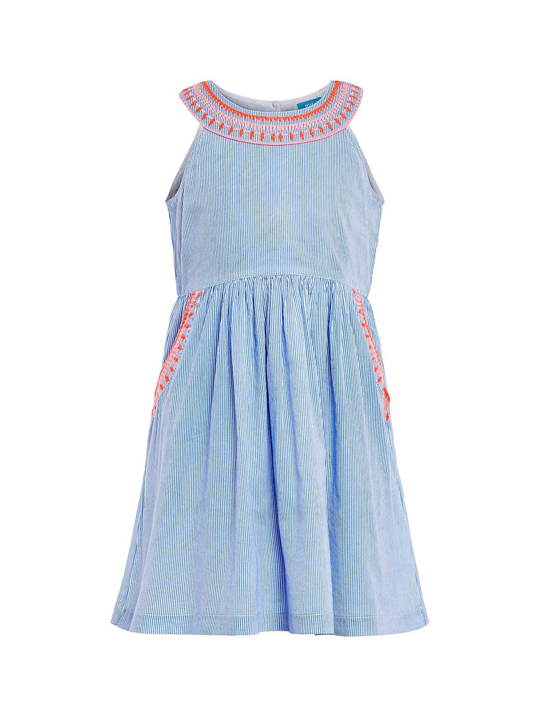 

Miyo Girls Blue Striped A-Line Dress