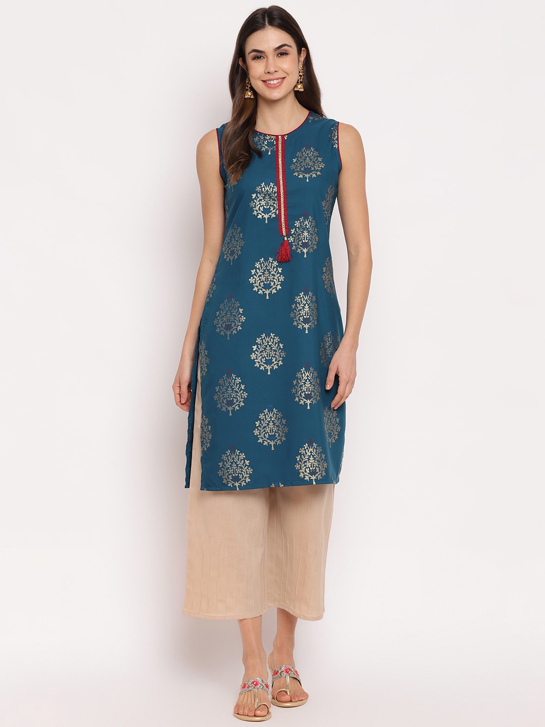 

Napra Women Teal Floral Printed Kurta