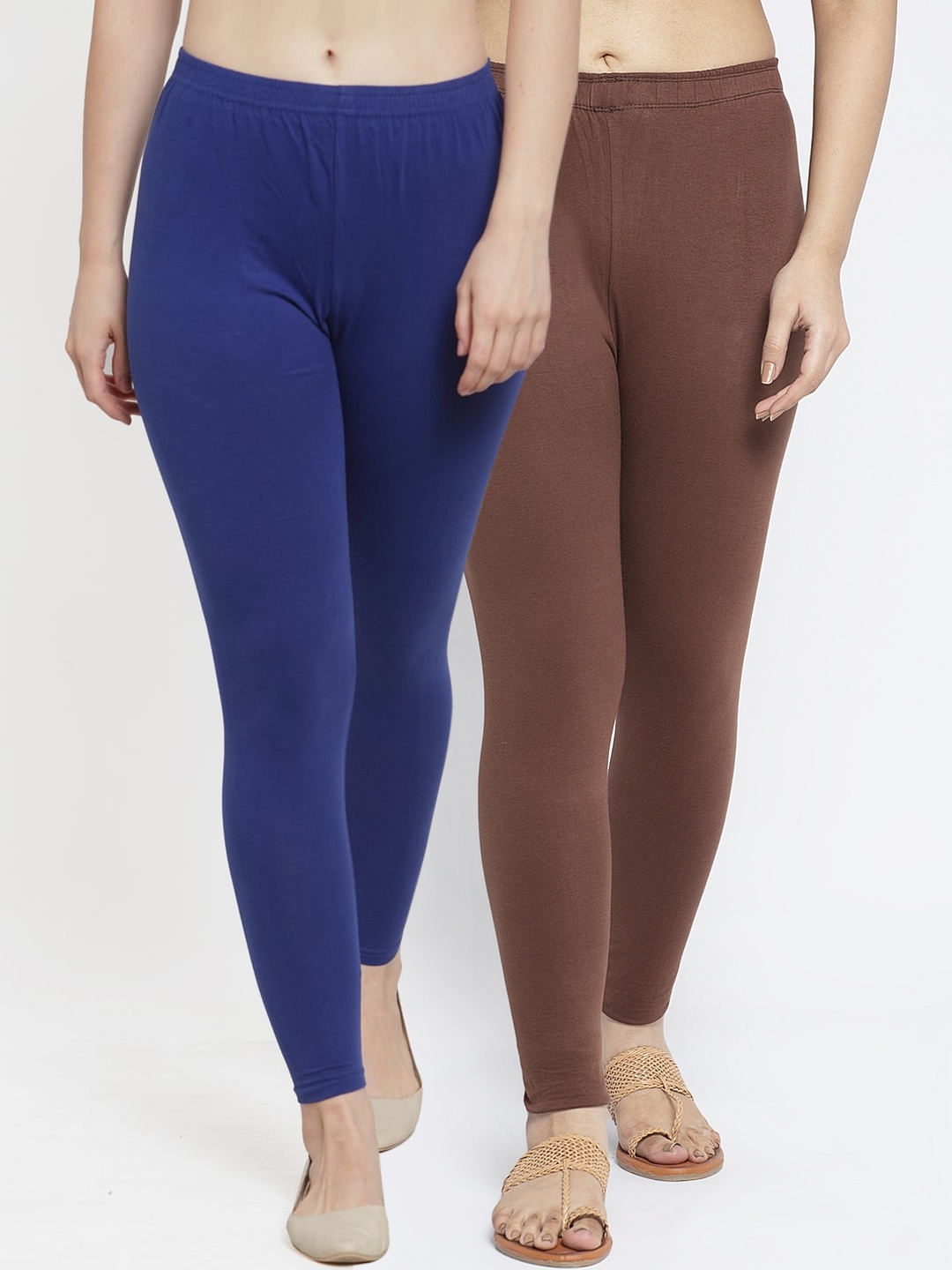 

GRACIT Women Pack Of 2 Solid Ankle-Length Leggings, Blue