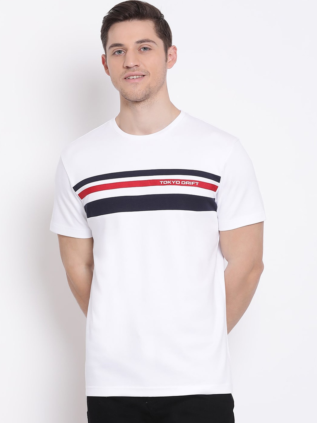

Red Tape Men White Printed Round Neck T-shirt
