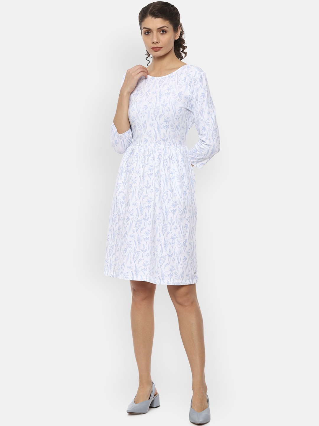 

Van Heusen Woman Women White Floral Printed Fit and Flare Dress