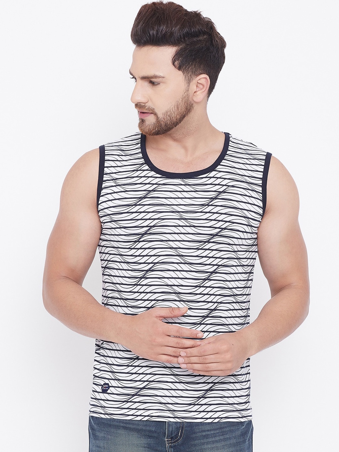 

Adobe Men White Printed Round Neck T-shirt