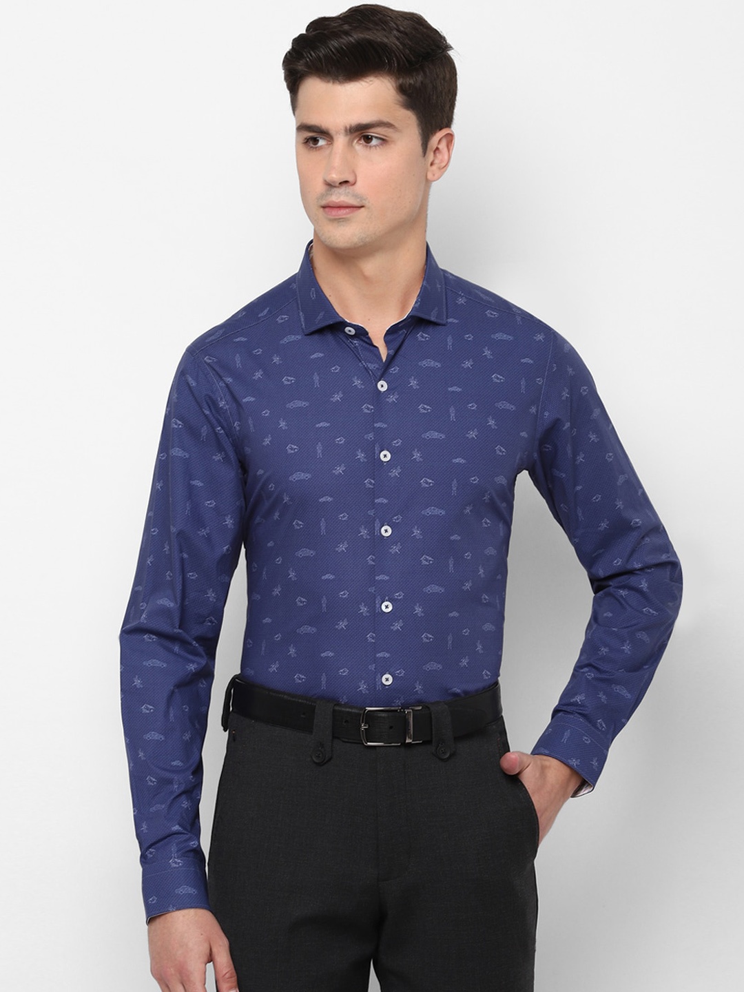 

SIMON CARTER LONDON Men Navy Blue Slim Fit Printed Casual Shirt