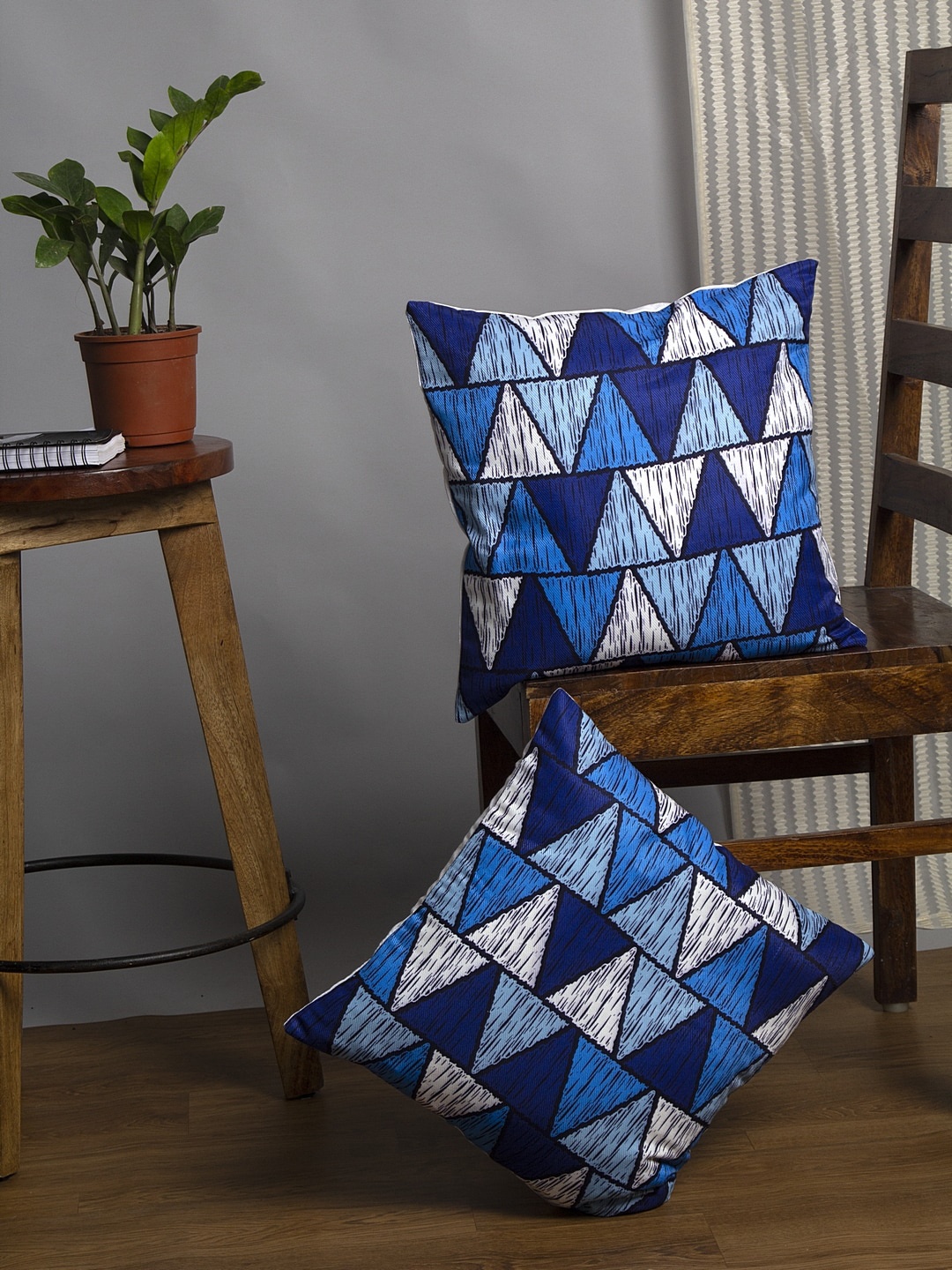 

Alina decor Blue Set of 2 Abstract Square Cushion Covers