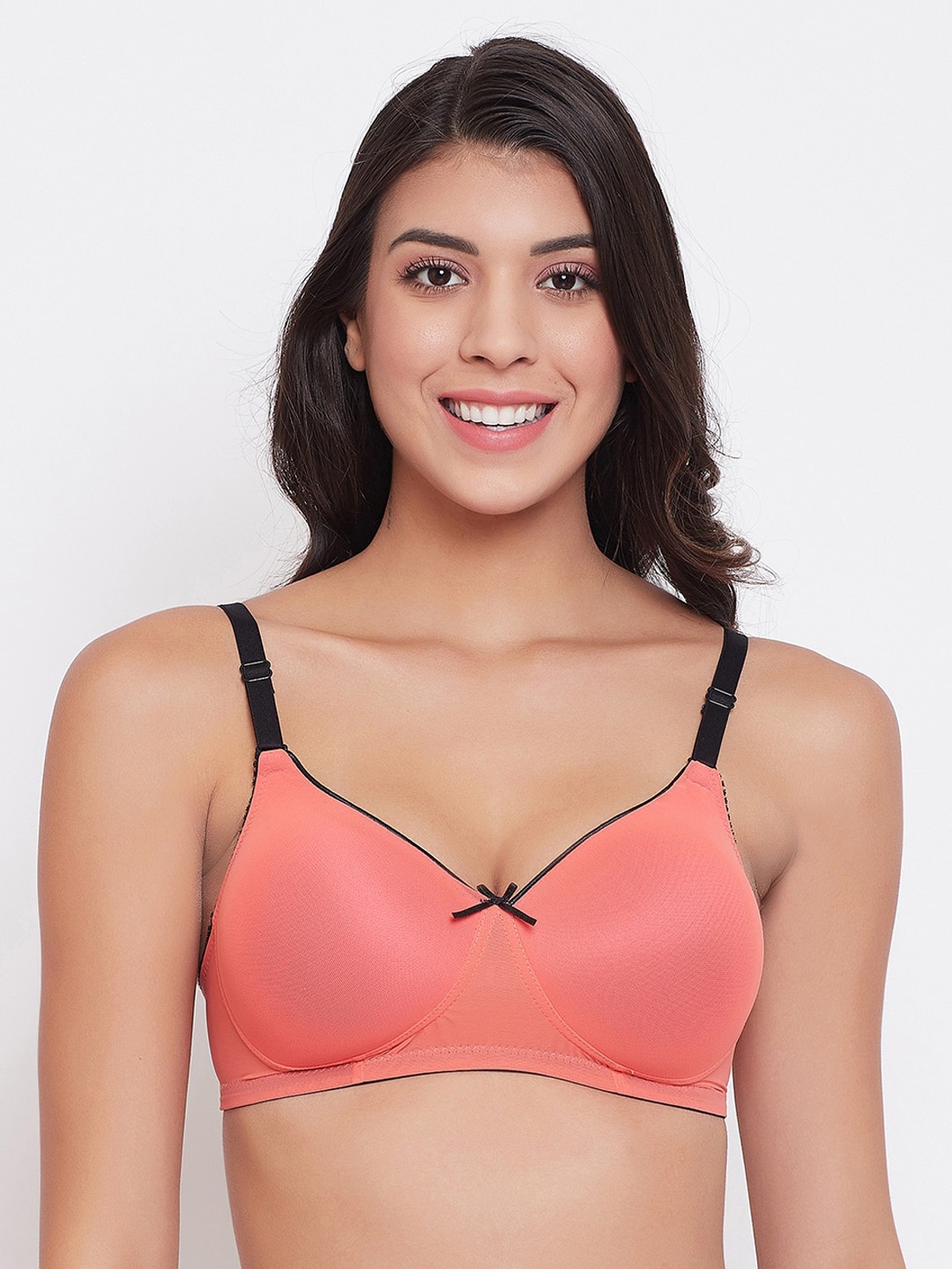 

Clovia Peach-Coloured Solid Non-Wired Lightly Padded T-shirt Bra BR1480M2236E