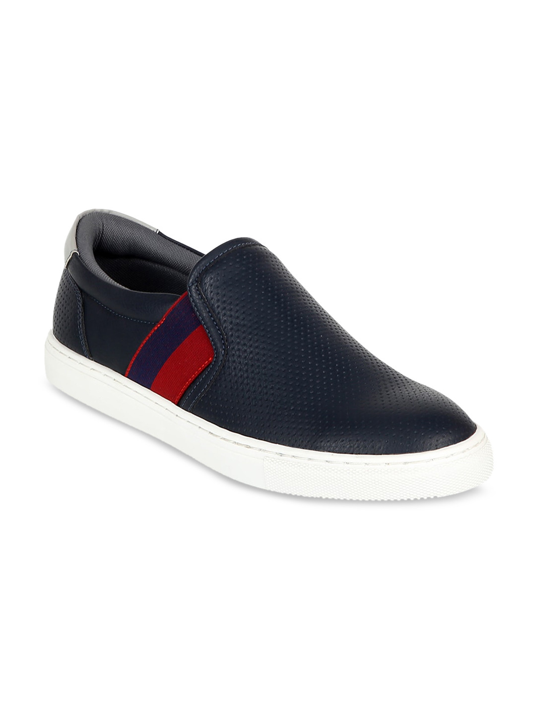 

Carlton London Men Navy Blue Perforations Slip-on Sneakers